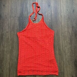 GUESS Nola Crochet Halter Top Size SM
